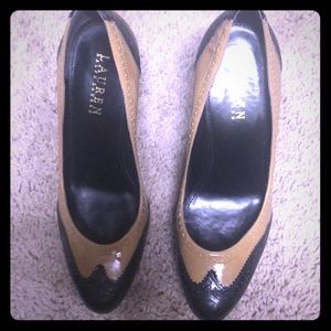 Ralph Lauren Black and Tan heels